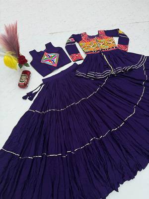 Purple Cotton Mirror & Gamthi Work Lehenga Choli Set 4