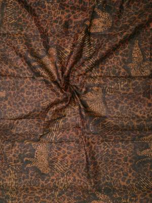 brown shimmer handloom cotton blend saree with floral print 5