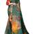 teal shimmer handloom cotton blend saree floral print
