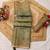 olive green shimmer handloom cotton blend saree floral print (t sfshmr22)