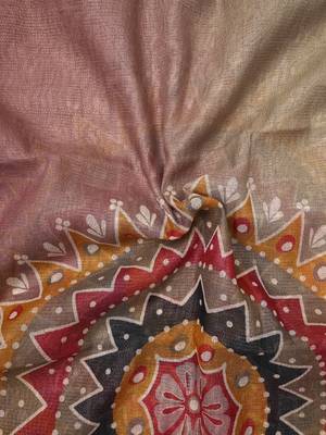 grey pink shimmer handloom cotton blend digital print saree 5