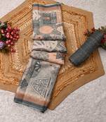 sea green peach shimmer handloom cotton blend digital print saree