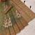 olive green shimmer handloom cotton blend saree floral print (t sfshmr22)