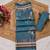 blue shimmer handloom cotton blend saree with floral border print