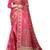 pink shimmer handloom cotton blend saree with ethnic motif border print