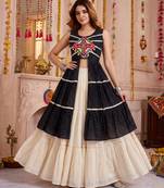 Cream Cotton Gamthi & Lace Work Lehenga Choli Set