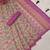 pink shimmer handloom cotton blend saree with floral print