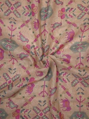 pink shimmer handloom cotton blend saree with floral print 5