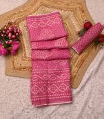 women's pink magenta shimmer handloom cotton saree - bandhani paisley print