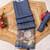 blue shimmer handloom cotton blend saree ombre floral print