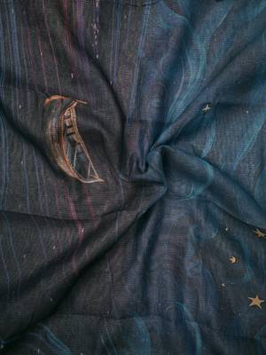 blue purple shimmer handloom cotton blend digital print saree 5