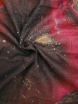 mauve purple shimmer handloom cotton blend saree brush stroke abstract print 5