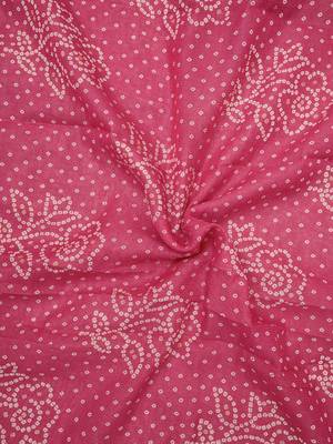 women's pink magenta shimmer handloom cotton saree - bandhani paisley print 5