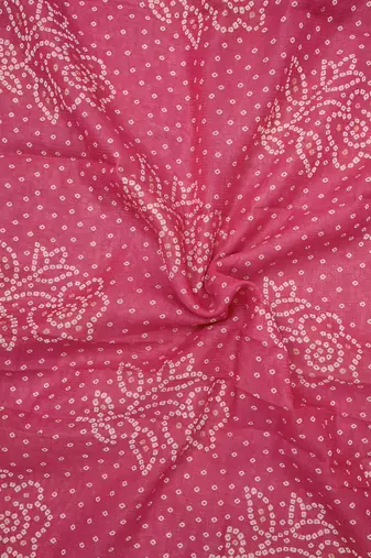 women's pink magenta shimmer handloom cotton saree - bandhani paisley print