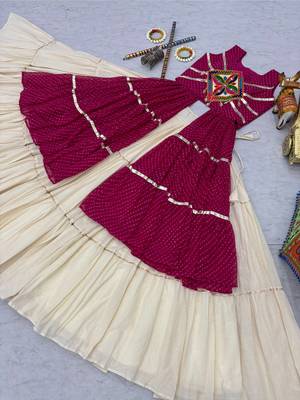 Cream Cotton Gamthi Work Lehenga Choli Set 4