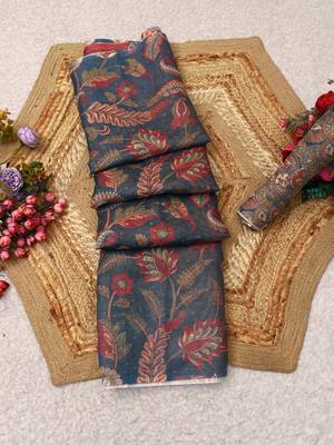 blue pink shimmer handloom cotton blend digital print saree 1