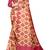 cream pink shimmer handloom cotton blend saree with ikat geometric border print
