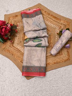 beige shimmer handloom cotton blend digital print saree (t sfshmr14) 1