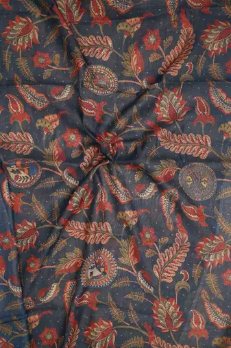 blue pink shimmer handloom cotton blend digital print saree