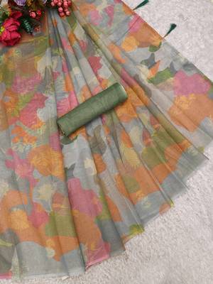 multicolor shimmer handloom cotton blend saree abstract floral print 1