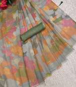 multicolor shimmer handloom cotton blend saree abstract floral print