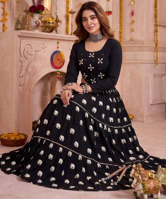 Black Cotton Lehenga Choli Set 3