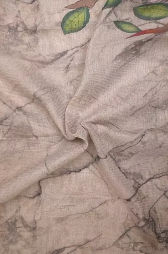 beige shimmer handloom cotton blend digital print saree