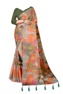 multicolor shimmer handloom cotton blend saree abstract floral print 2