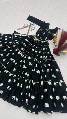 Black Cotton Lehenga Choli Set 4