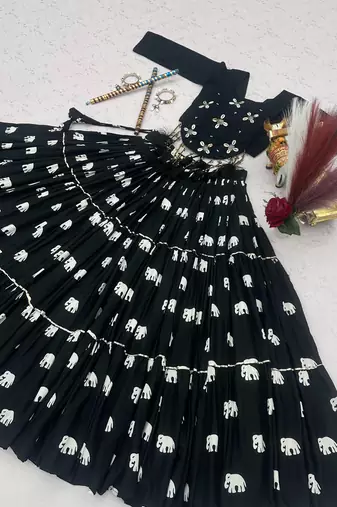 Black Cotton Lehenga Choli Set