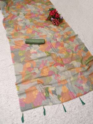 multicolor shimmer handloom cotton blend saree abstract floral print 3