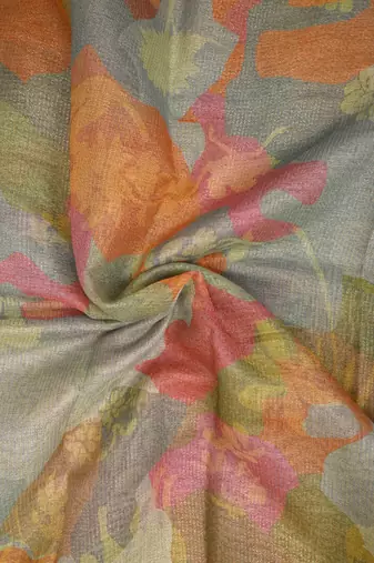 multicolor shimmer handloom cotton blend saree abstract floral print