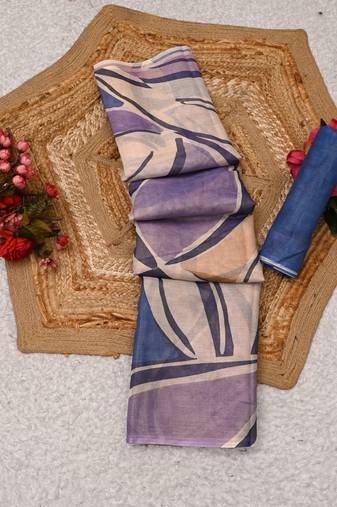 beige purple shimmer handloom cotton blend saree with abstract swirl print (t sfshmr5)