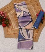 beige purple shimmer handloom cotton blend saree with abstract swirl print (t sfshmr5)