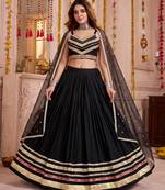 Black Cotton Mirror & Gamthi Work Lehenga Choli with Dupatta