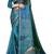 turquoise blue shimmer handloom cotton blend saree abstract floral print