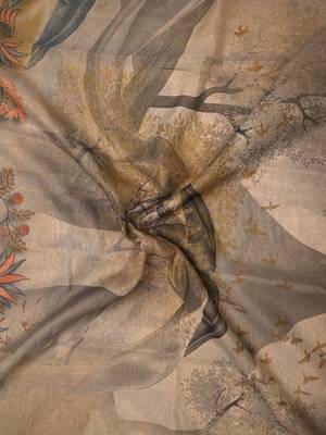beige brown shimmer handloom cotton blend digital print saree (t sfshmr4) 5