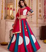 Multicolor Cotton Gamthi Work Lehenga Choli with Dupatta