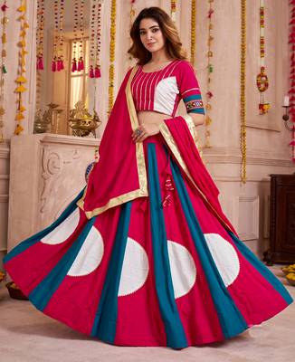 Multicolor Cotton Gamthi Work Lehenga Choli with Dupatta 2
