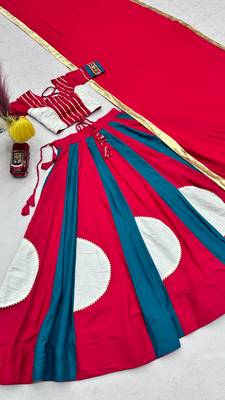 Multicolor Cotton Gamthi Work Lehenga Choli with Dupatta 4