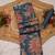 blue shimmer handloom cotton blend saree with floral bouquet print