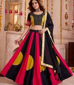 Multicolor Cotton Gamthi Work Lehenga Choli with Dupatta