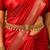 Lakshmi Temple Kamarband, Gold Tone Saree Waist Belt, Pearl Ruby Green Stone Bridal Jewelry