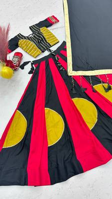 Multicolor Cotton Gamthi Work Lehenga Choli with Dupatta 4