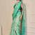 sea green shimmer handloom cotton blend saree bandhani print (sfshmr23)