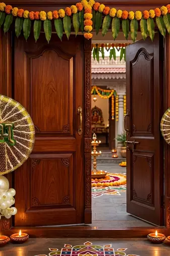 decorative shubh labh sikka chudi latkan hanging perfect handmade toran hanging for main door decor (pack of 2)