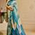Women's teal turquoise tissue shimmer handloom cotton digital print saree (sfshmr20)
