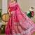 pink shimmer handloom cotton blend saree with ethnic motif border print (sfshmr19)