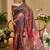 mauve purple shimmer handloom cotton blend saree brush stroke abstract print (sfshmr15)