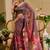mauve purple shimmer handloom cotton blend saree brush stroke abstract print (sfshmr15)
